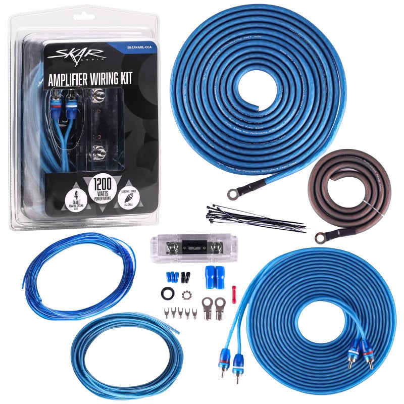 Skar Audio 4 Gauge Amplifier Wiring Kit - Blue, Copper Clad Aluminum, SKAR4ANL-CCA - Image 2
